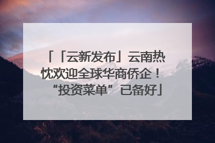 「云新发布」云南热忱欢迎全球华商侨企！“投资菜单”已备好