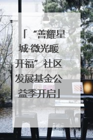 “善耀星城·微光暖开福”社区发展基金公益季开启