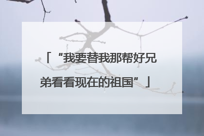 “我要替我那帮好兄弟看看现在的祖国”