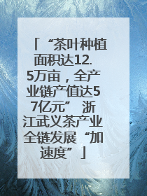 “茶叶种植面积达12.5万亩，全产业链产值达57亿元” 浙江武义茶产业全链发展“加速度”