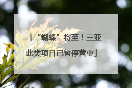 “蝴蝶”将至！三亚此类项目已暂停营业