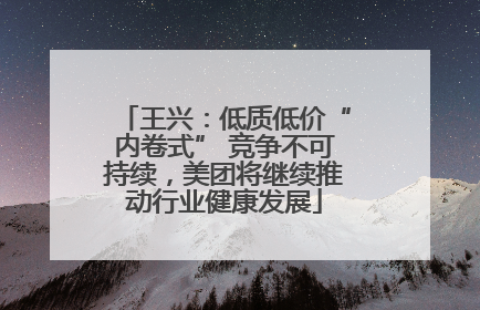 王兴：低质低价“内卷式” 竞争不可持续，美团将继续推动行业健康发展