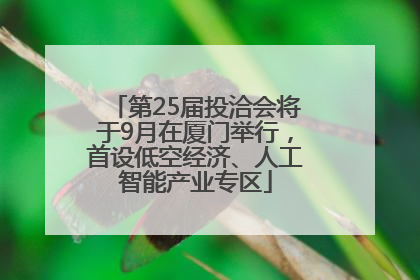 第25届投洽会将于9月在厦门举行，首设低空经济、人工智能产业专区