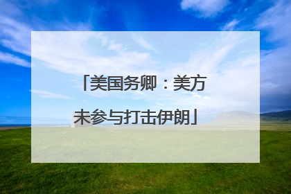 美国务卿：美方未参与打击伊朗