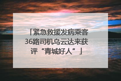 紧急救援发病乘客 36路司机乌云达来获评“青城好人”