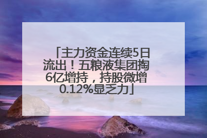 主力资金连续5日流出！五粮液集团掏6亿增持，持股微增0.12%显乏力