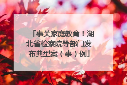 事关家庭教育！湖北省检察院等部门发布典型案（事）例