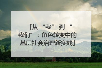 从 “我” 到 “我们”：角色转变中的基层社会治理新实践
