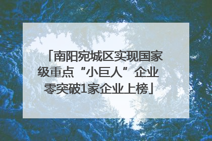 南阳宛城区实现国家级重点“小巨人”企业零突破1家企业上榜