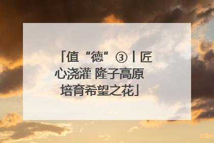 值“德”③丨匠心浇灌 隆子高原培育希望之花