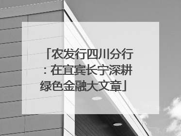 农发行四川分行：在宜宾长宁深耕绿色金融大文章