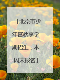 北京市少年宫秋季学期招生，本周末报名