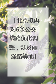 北京拟再对6条公交线路优化调整，涉及丽泽路等地
