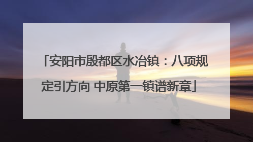 安阳市殷都区水冶镇：八项规定引方向 中原第一镇谱新章