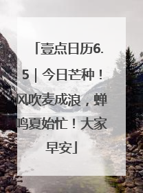 壹点日历6.5｜今日芒种！风吹麦成浪，蝉鸣夏始忙！大家早安