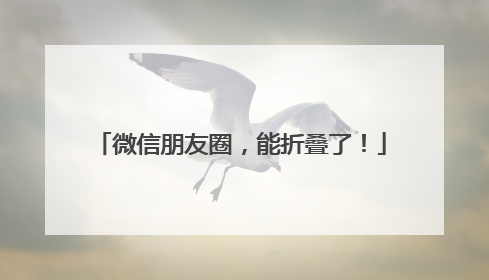 微信朋友圈，能折叠了！
