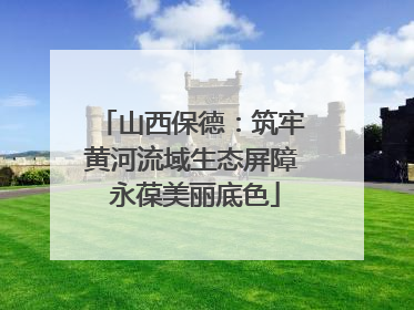 山西保德：筑牢黄河流域生态屏障 永葆美丽底色