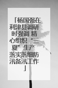 杨国强在利津县调研时强调 精心组织“三夏”生产 落实落细防汛备汛工作