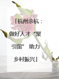 杭州余杭：做好人才“聚引留” 助力乡村振兴