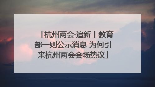 杭州两会·追新丨教育部一则公示消息 为何引来杭州两会会场热议