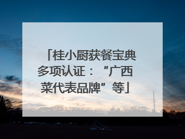桂小厨获餐宝典多项认证：“广西菜代表品牌”等