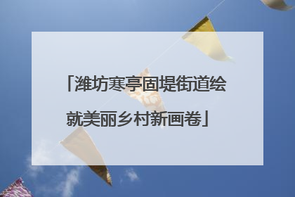 潍坊寒亭固堤街道绘就美丽乡村新画卷