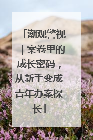 潮观警视｜案卷里的成长密码，从新手变成青年办案探长