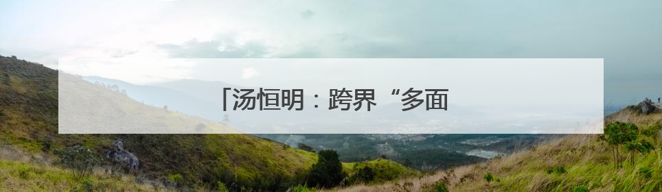 汤恒明：跨界“多面手”善啃“硬骨头”