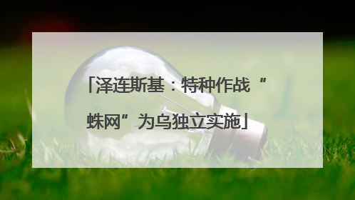 泽连斯基：特种作战“蛛网”为乌独立实施