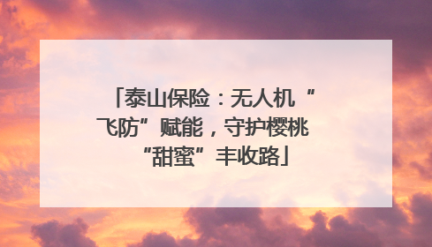 泰山保险：无人机“飞防”赋能，守护樱桃“甜蜜”丰收路
