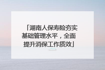 湖南人保寿险夯实基础管理水平，全面提升消保工作质效