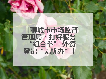 聊城市市场监督管理局：打好服务“组合拳” 外资登记“无忧办”