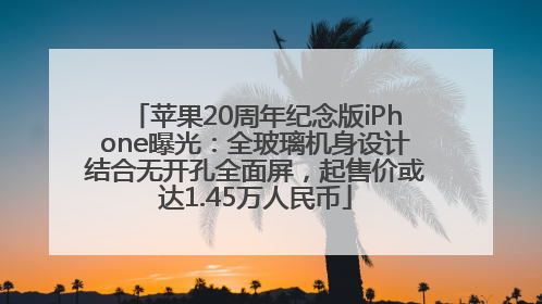 苹果20周年纪念版iPhone曝光：全玻璃机身设计结合无开孔全面屏，起售价或达1.45万人民币
