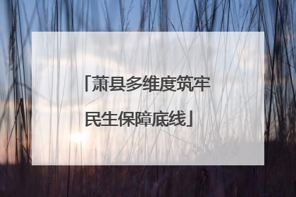 萧县多维度筑牢民生保障底线
