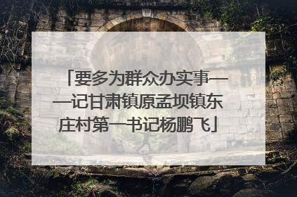 要多为群众办实事——记甘肃镇原孟坝镇东庄村第一书记杨鹏飞