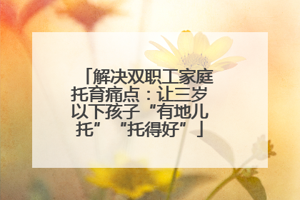 解决双职工家庭托育痛点：让三岁以下孩子“有地儿托”“托得好”