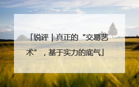 锐评｜真正的“交易艺术”，基于实力的底气