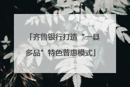 齐鲁银行打造“一县多品”特色普惠模式