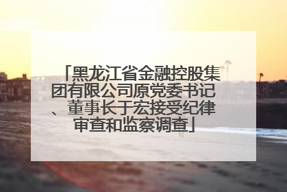 黑龙江省金融控股集团有限公司原党委书记、董事长于宏接受纪律审查和监察调查