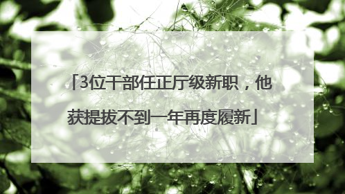 3位干部任正厅级新职，他获提拔不到一年再度履新